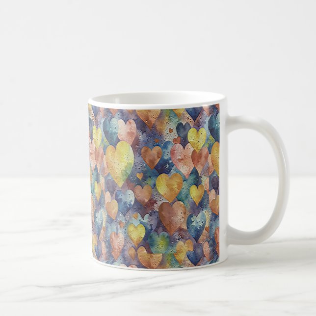orange rosa blue gult-hjärtan kaffemugg (Höger)