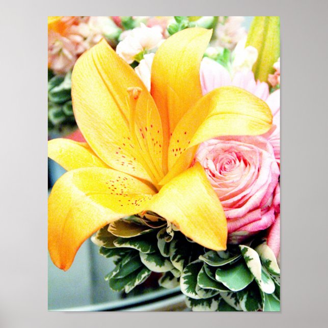 orange rosa bröllopsbuketter stjärna lily ro poster (Framsidan)