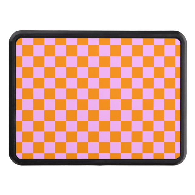 Orange + Rosa Checkboard Mönster Dragkroksskydd (Framsidan)