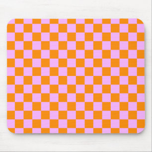 Orange + Rosa Checkboard Mönster Musmatta