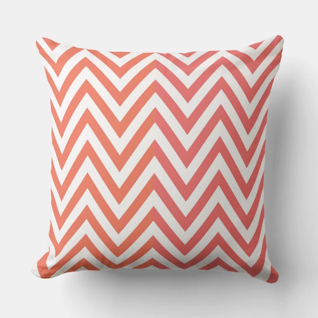 Orange Rosa Chevron/Rand Dekorativ kudde (Framsida)