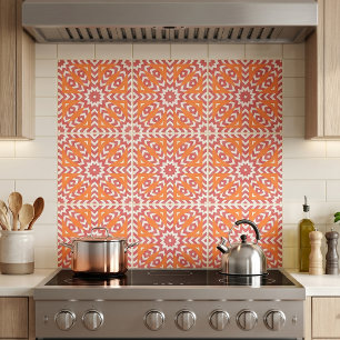 Orange & rosa etniskt mosaik geometriskt mönster kakelplatta
