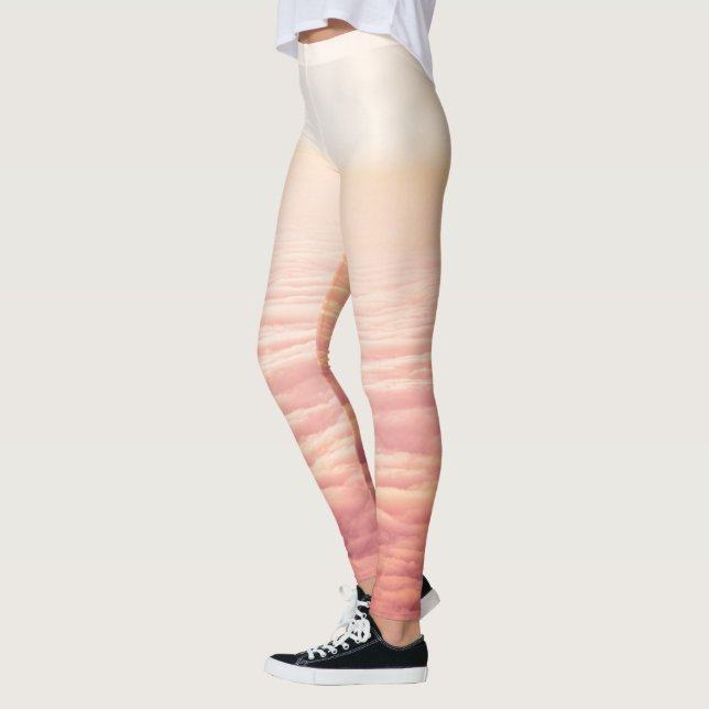 Orange Rosa Fluffy Clouds Himlar Leggings (Vänster)