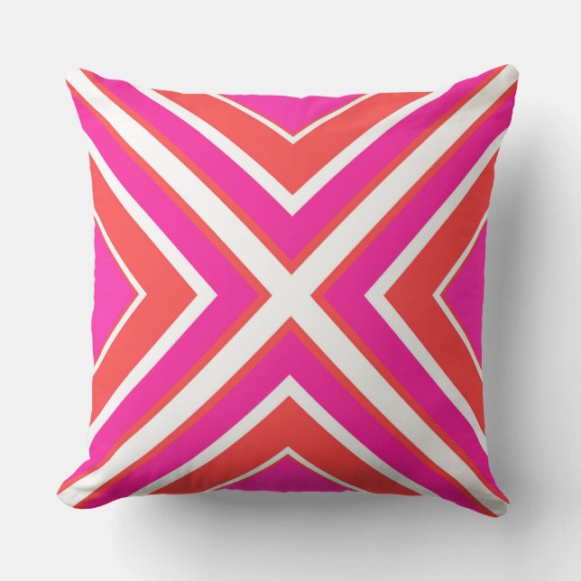 Orange Rosa Geometric Exdoor Pillow Kudde (Framsida)