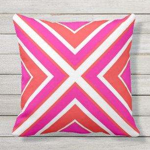 Orange Rosa Geometric Exdoor Pillow Kudde