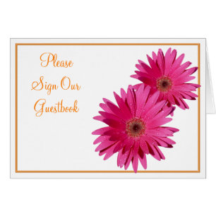 Orange Rosa Gerbera Daisy Bröllop-kort Hälsningskort