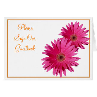 Orange Rosa Gerbera Daisy Bröllop-kort Hälsningskort