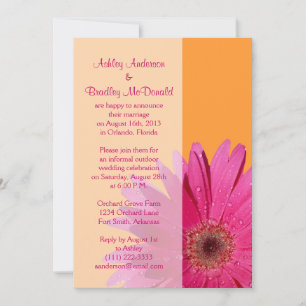 Orange Rosa Gerbera Tusenfryd Bröllopsmottagning E Inbjudningar