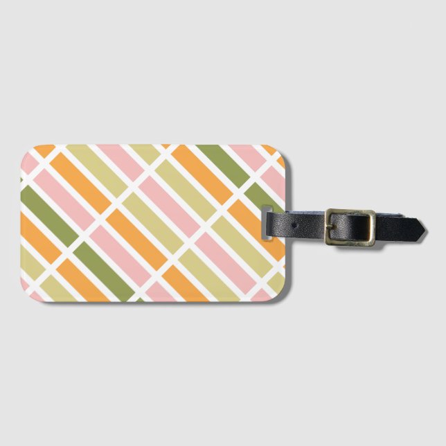 Orange Rosa Guld och Grönt Rand Bagagebricka (Framsida horisontal)