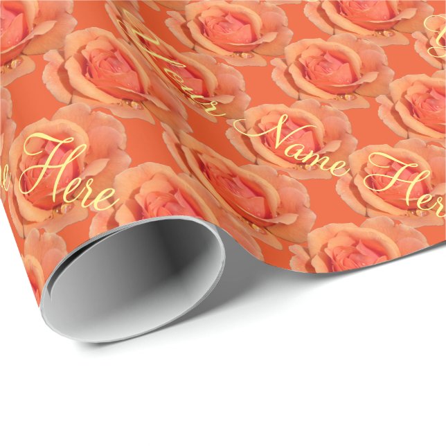 Orange Rosa Inpackningspapper Romantisk Rosa Pappe Presentpapper (Rullad Hörn)