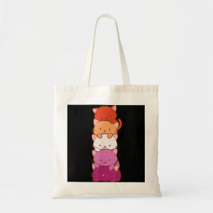 Orange Rosa Lesbisk Pride Flagga Cute Kawaii Cat Tygkasse