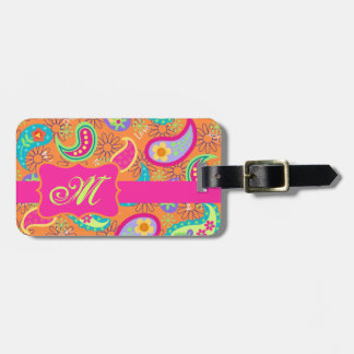 Orange Rosa Modern Paisley Stollig Mönster Bagagebricka