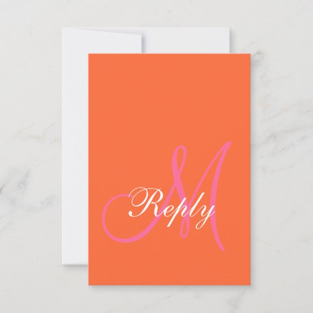 Orange Rosa Monogram-Bröllop OSA Kort (Framsida)