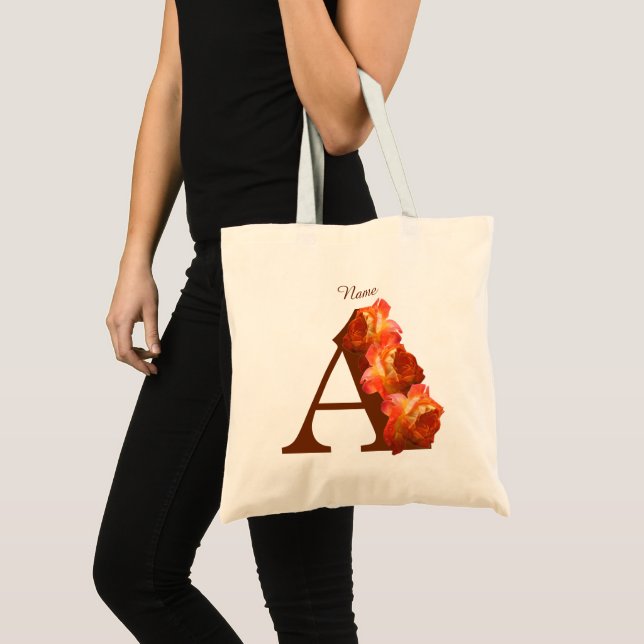 Orange Rosa Monogram Initial A Personlig Tygkasse (Framsida (produkt))