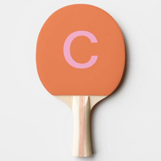 Orange Rosa Monogram Initial Modern Anpassningsbar Pingisracket (Baksidan)