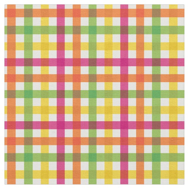 Orange, Rosa och Gult Sommarregnbåge Play/ Tartan Tyg (Närbild)
