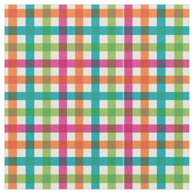Orange, Rosa och helsommarregnbåge Plaid/ Tartan Tyg (Närbild)