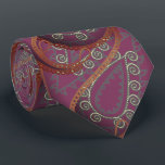 Orange Rosa Paisley Peacock Färg Bröllop Tie Slips<br><div class="desc">Rosa och koral Orange Gult och Grått Mehndi Indian Paisley Peacock Bröllopsfest Tie för killarna. Far i Bride,  Far i Groom,  Groomsman,  Best Man och Groom.</div>