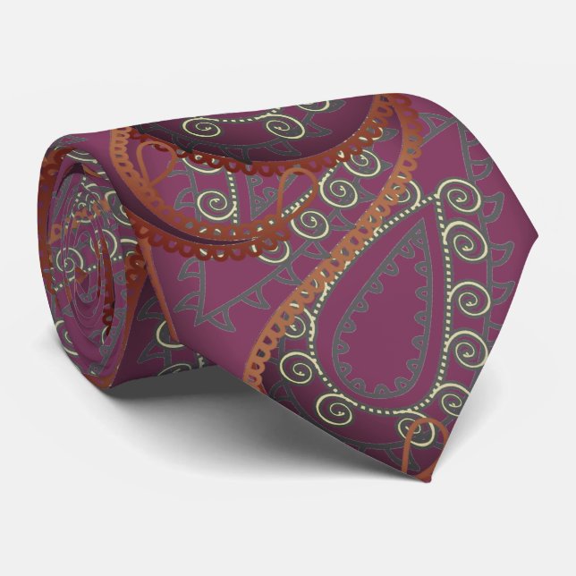 Orange Rosa Paisley Peacock Färg Bröllop Tie Slips (Rullad)