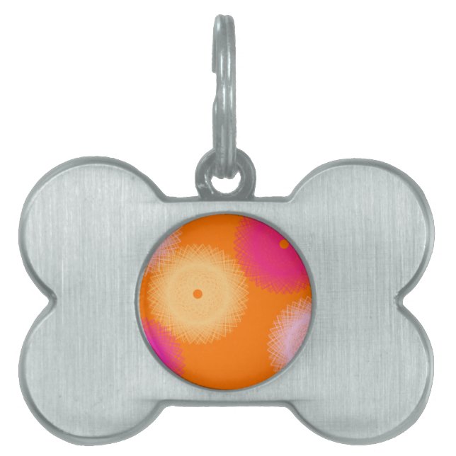 orange & rosa pop färg ID-bricka husdjur (Framsidan)