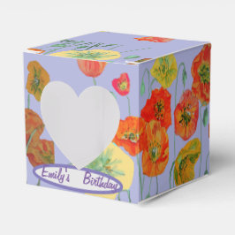 Orange Rosa Poppy Blommigt Birthday Cake Favbox Presentaskar