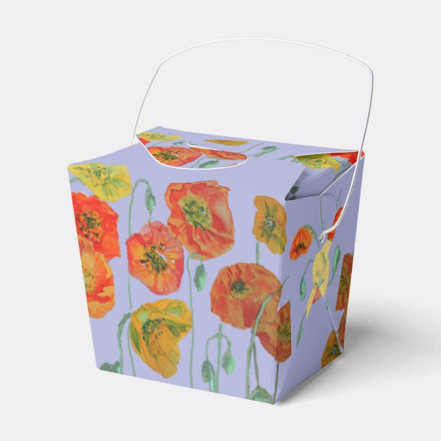 Orange Rosa Poppy Blommigt Birthday Cake Favbox Presentaskar (Framsidan Sidan)
