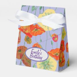 Orange Rosa Poppy Blommigt Birthday Cake Favbox Presentaskar