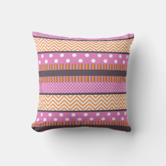 Orange & Rosa Rand Polka dots Chevron Mönster Kudde