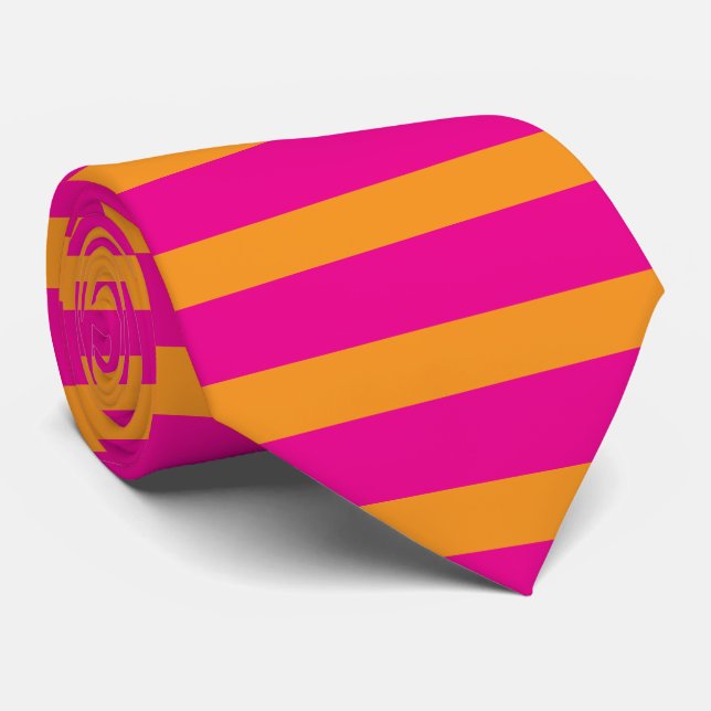 Orange Rosa Randiga Mönster Hetrosa Färgglad Slips (Rullad)