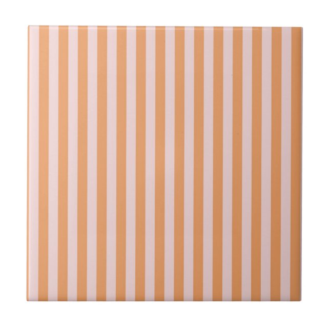 Orange Rosa Randigt Mönster Minimal Modern Kakelplatta (Framsidan)