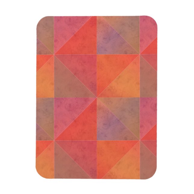Orange Rosa Röda Trianglar Akvarell Geometrisk Kon Magnet (Vertikal)