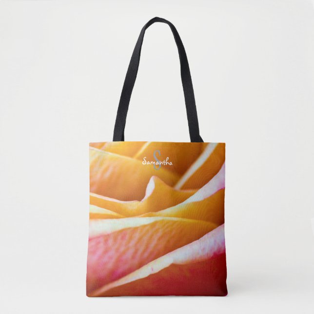 Orange-rosa ros Axelväska Tygkasse (Framsida)