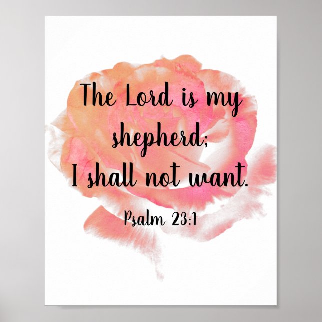 Orange Rosa ros Psalm 23:1 Poster (Framsidan)