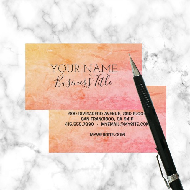 Orange Rosa ros Trendig Namn Business Title (Orange Pink Roses Trendy Name Business Title Calling Cards)