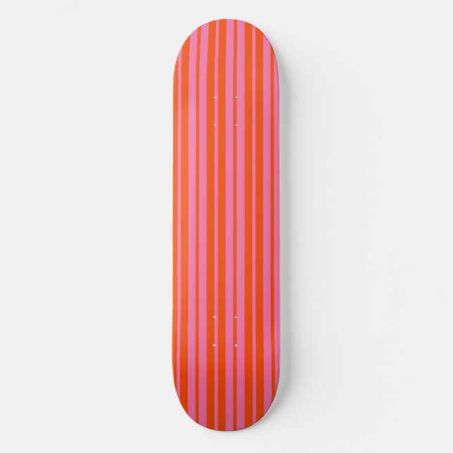Orange Rosa Snyggt Rand Mönster Design Mini Skateboard Bräda 18,5 Cm (Framsida)