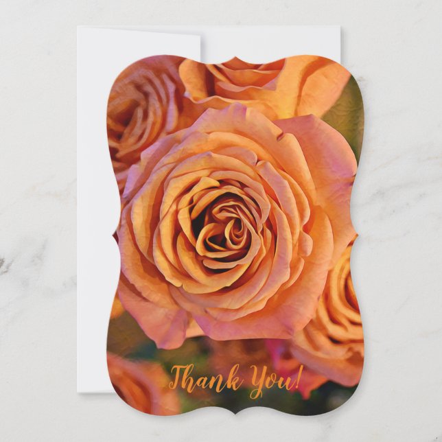 Orange Rosa Snyggt Tack Platt Notkort Kort (Framsida)