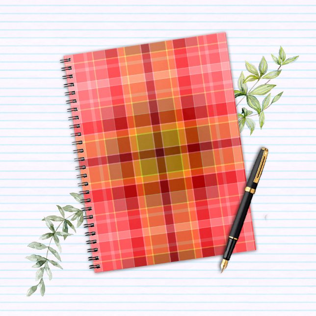Orange Rosa Tartan Anteckningsbok (orange_pink_tartan_notebook)