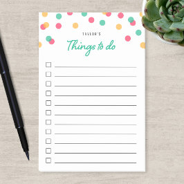 Orange Rosa Teal Confetti Sak att göra lista Post-it Block