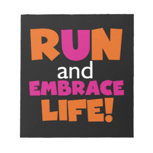 Orange Rosa Text Fitness Running Springer Marathon Anteckningsblock