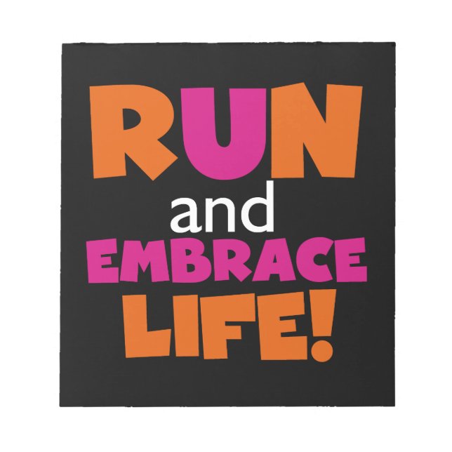 Orange Rosa Text Fitness Running Springer Marathon Anteckningsblock (Framsida)