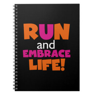 Orange Rosa Text Fitness Running Springer Marathon Anteckningsbok Med Spiral
