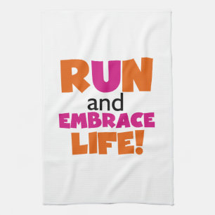 Orange Rosa Text Fitness Running Springer Marathon Kökshandduk
