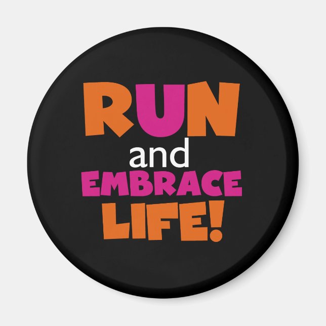 Orange Rosa Text Fitness Running Springer Marathon Magnet (Framsidan)