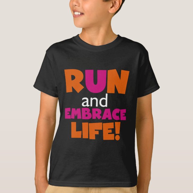 Orange Rosa Text Fitness Running Springer Marathon Tröja (Framsida)