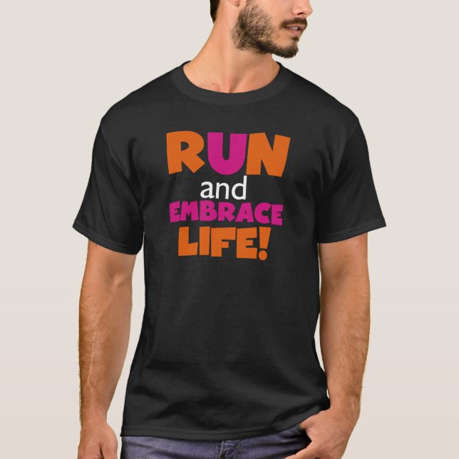 Orange Rosa Text Fitness Running Springer Marathon Tröja (Framsida)