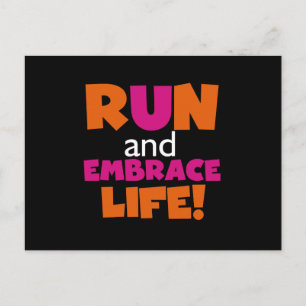 Orange Rosa Text Fitness Running Springer Marathon Vykort