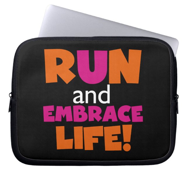 Orange Rosa Text Springa Springer Marathon Laptop Sleeve (Framsidan)