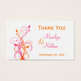 Orange Rosa Vitvit Blommigt Bröllopsförmånlig Märk Visitkort