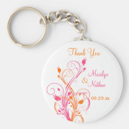 Orange Rosa Vitvit Blommigt Bröllopsförmånlig Nyck Nyckelring