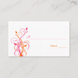 Orange Rosa White Blommigt Place Card Placeringskort